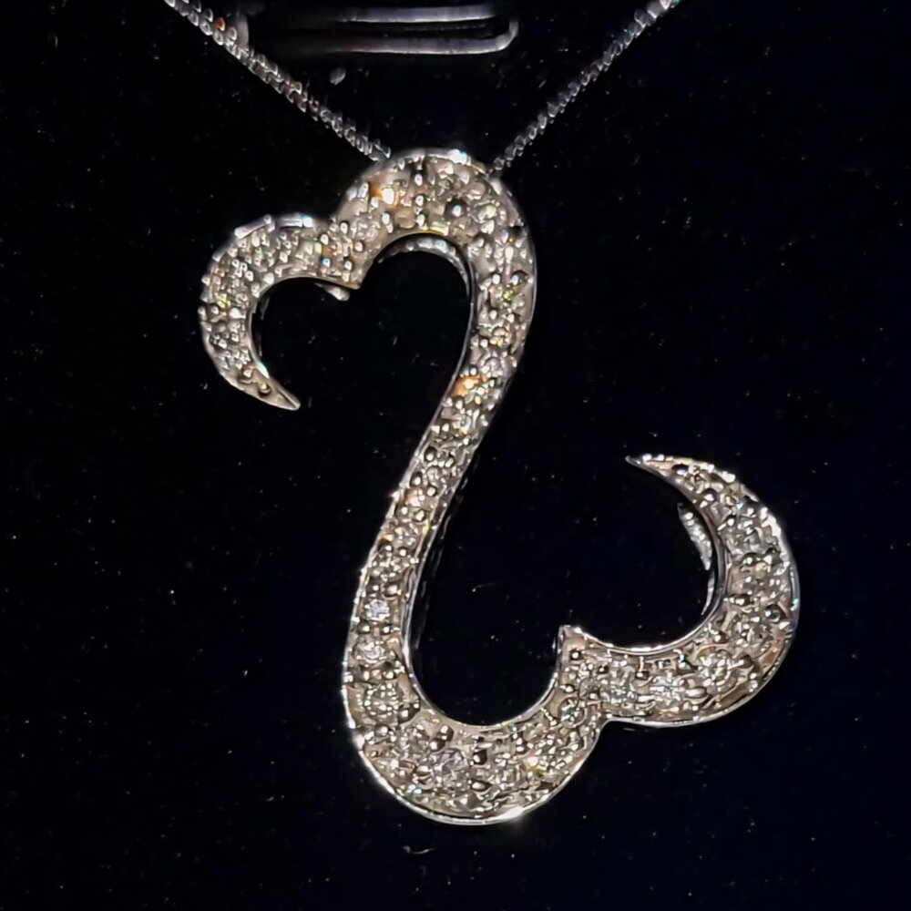 Jane Seymour 14KT White Gold Open Hearts Diamond Pendant